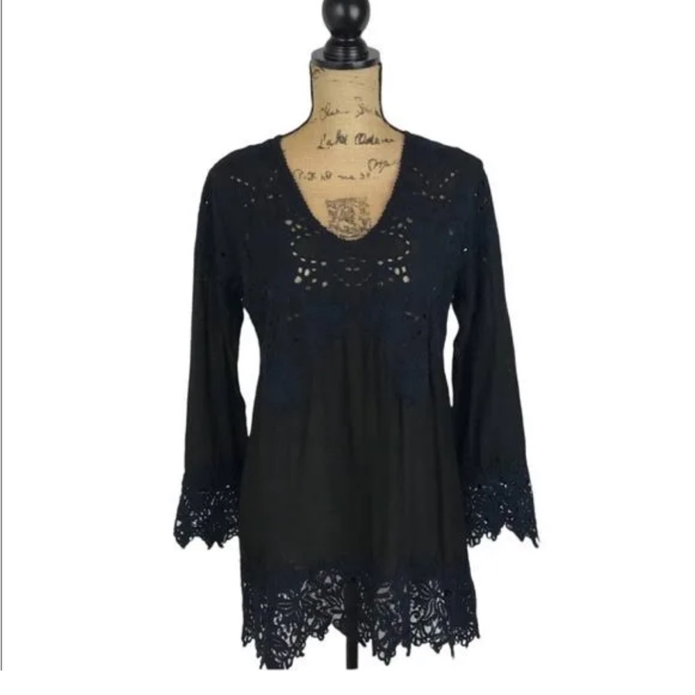 Johnny Was long tunic lace blouse